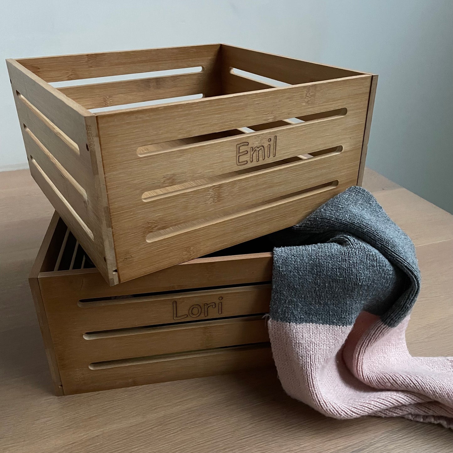 houten opbergbakjes
