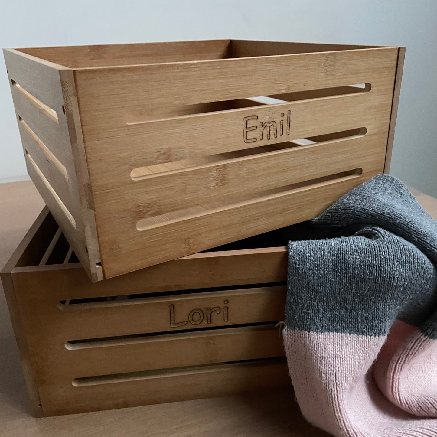 houten opbergbakjes