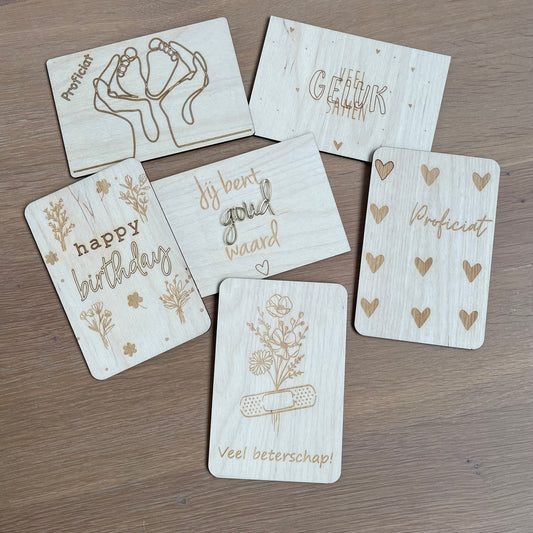 Houten kaartjes