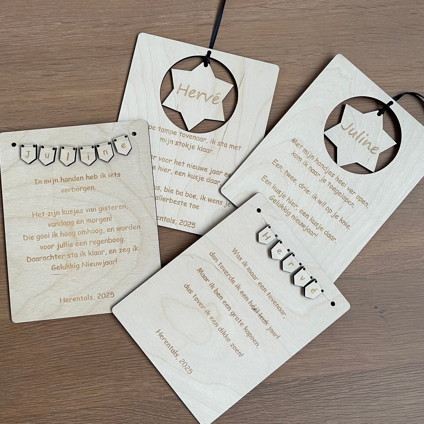 Nieuwjaarsbrief op hout